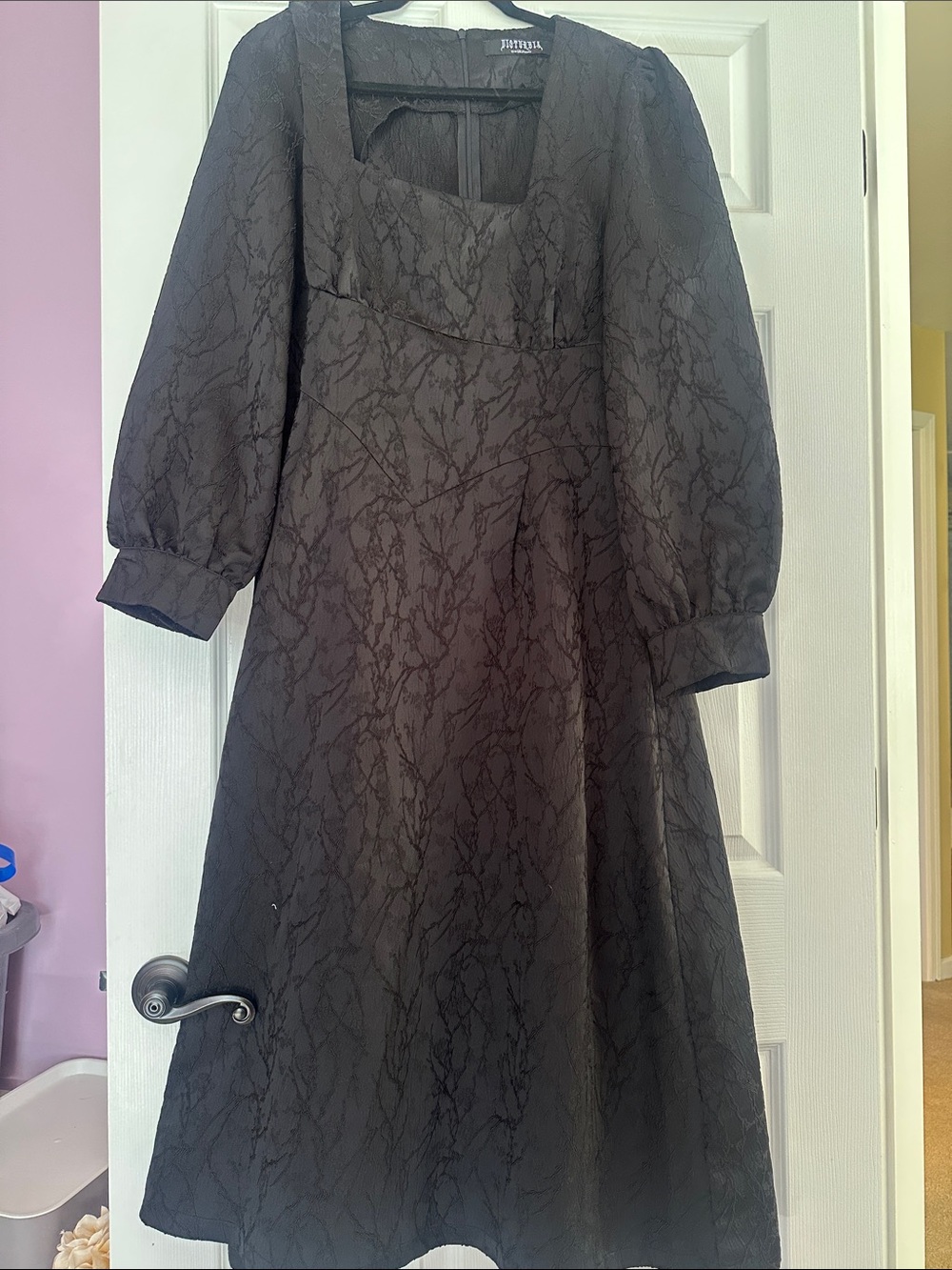 Disturbia Black Puff-Sleeve Kids Dress